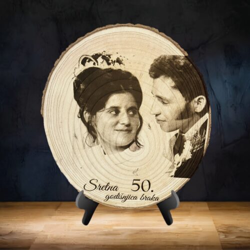 PERSONALIZIRANA GRAVURA SLIKE NA OKRUGLOME DRVU