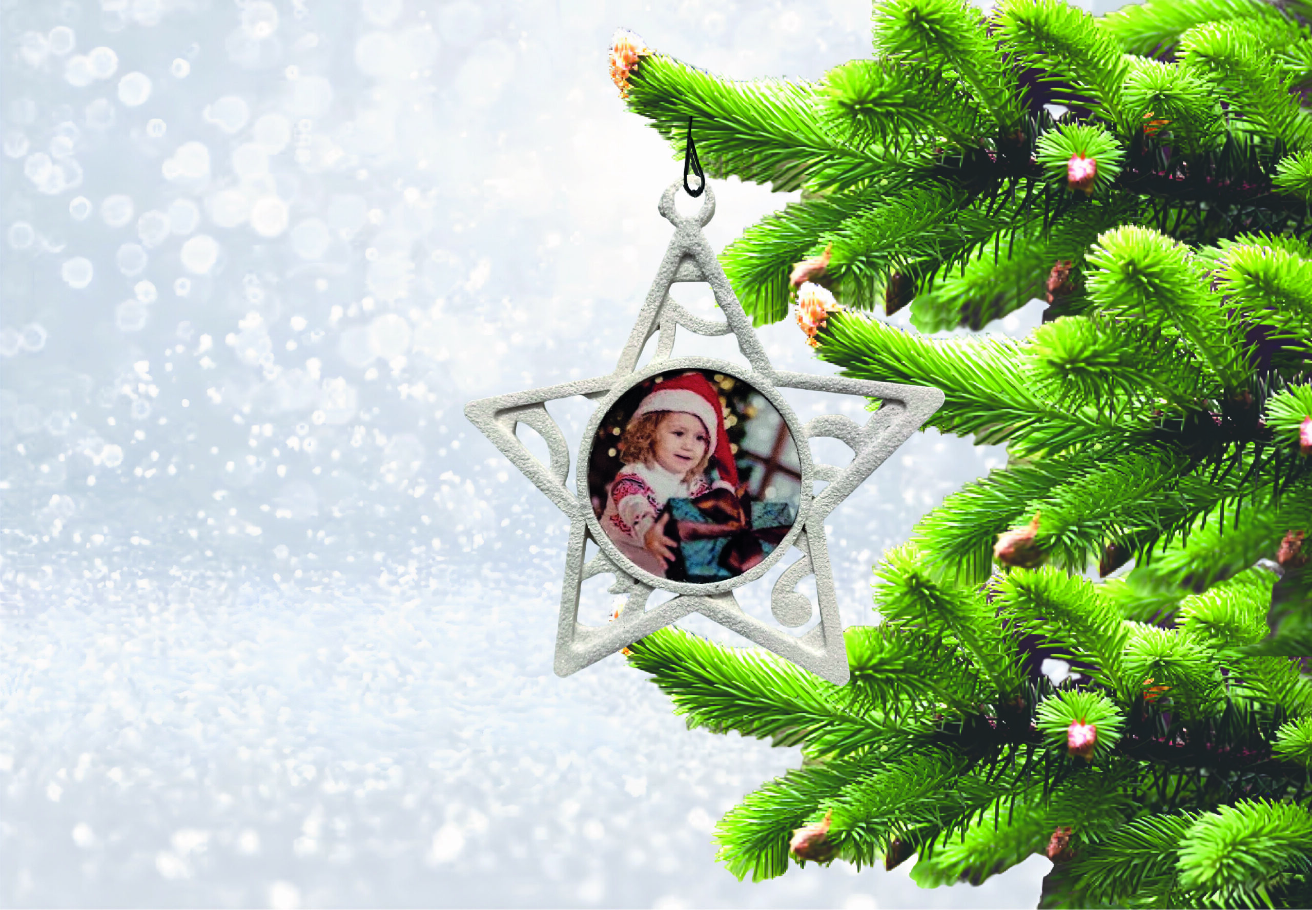 PERSANOLIZIRANA KUGLICA ZA BOR SA SLIKOM U BOŽIĆNIM MOTIVIMA