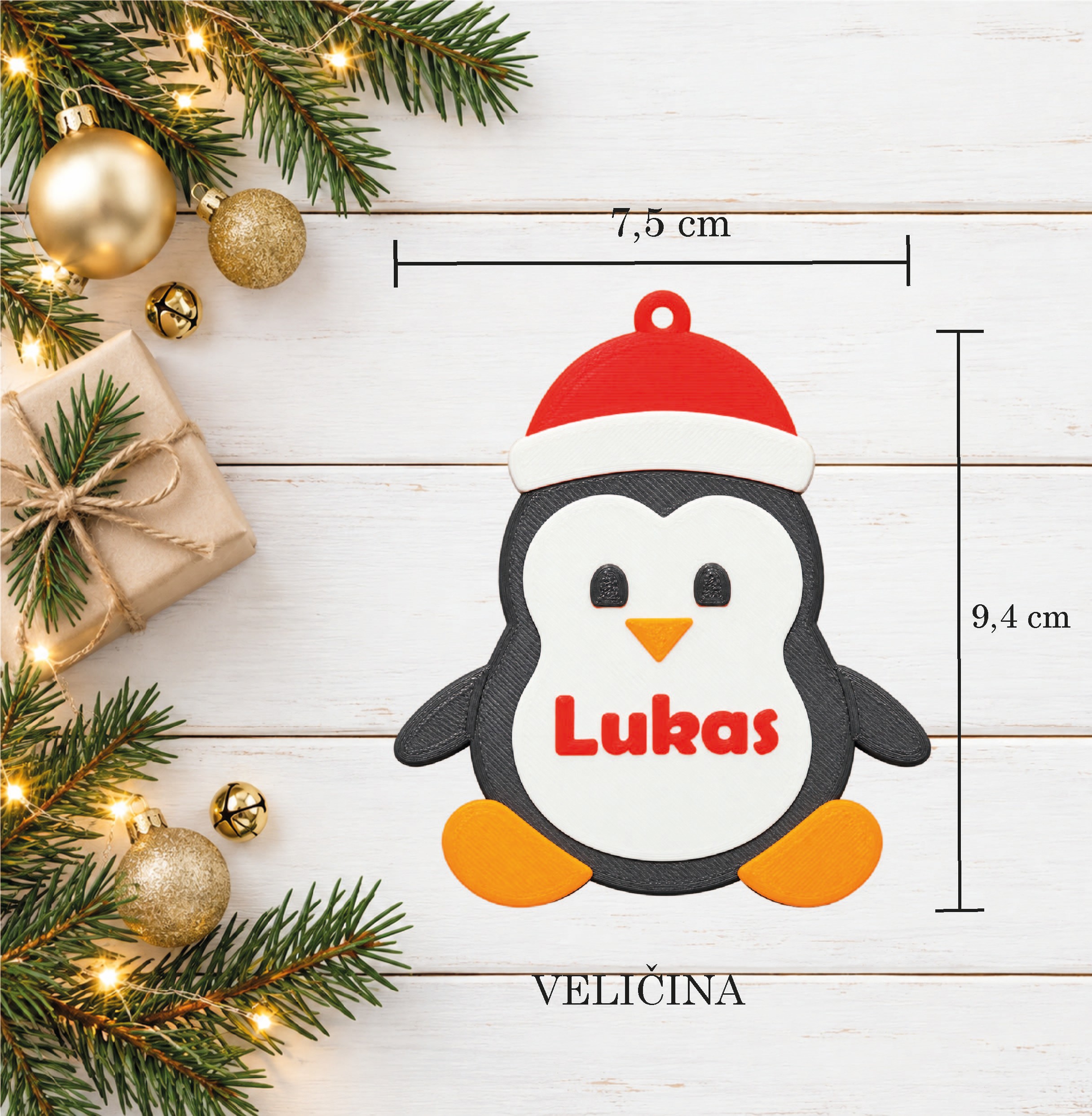 UKRASI ZA BOR SA IMENOM - PINGUIN - Slika 2