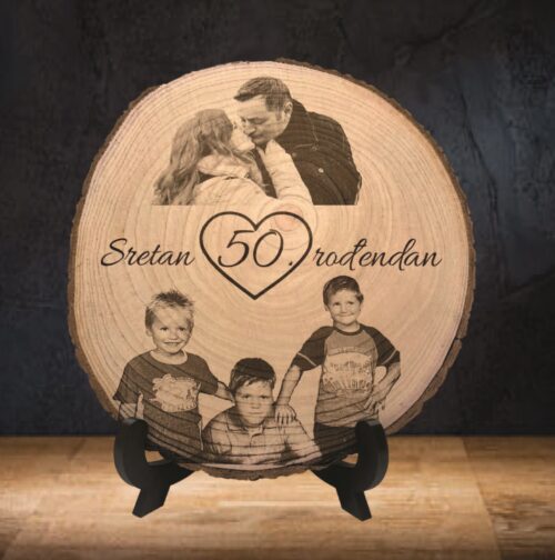 PERSONALIZIRANA GRAVURA NA OKRUGLOME DRVU - Slika 2