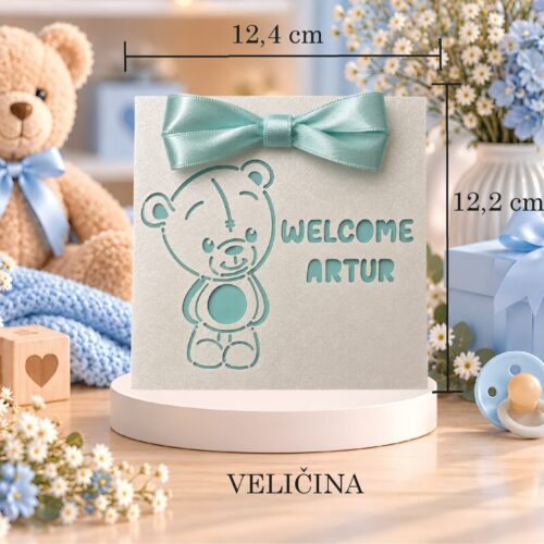 PERSONALIZIRANA ČESTITKA ZA POSJETU BEBI- WELCOME IME