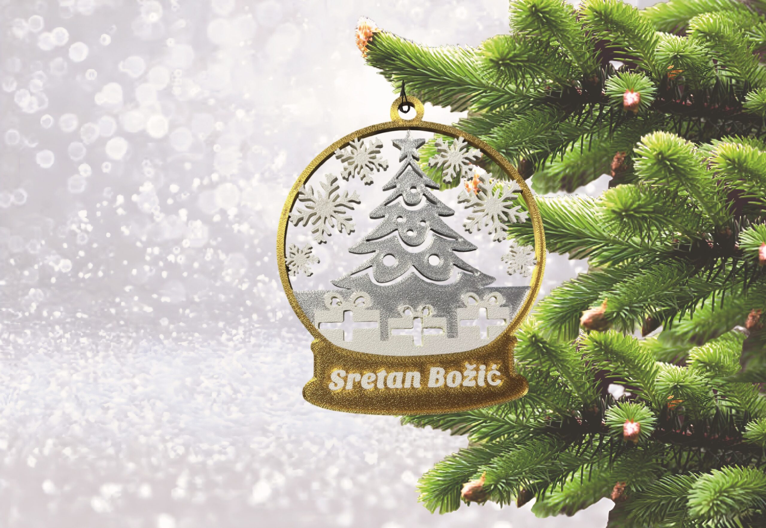 KUGLICE SRETAN BOŽIĆ S BOŽIĆNIM MOTIVOM