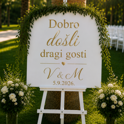 PERSONALIZIRANA NALJEPNICA DOBRO DOŠLI DRAGI GOSTI – INICIJALI I DATUM